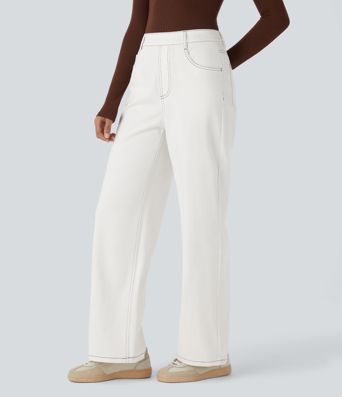 Jeans Halara Flex™ Denim tiro alto pierna recta elástico múltiple bolsillo