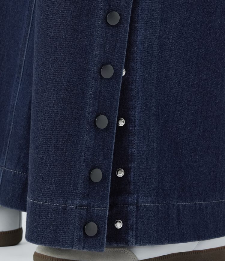 Halara Flex™ High Waist Button Zipper Foldable Multi-Pocket Split Stretch Knit Casual Wide Leg Full Length Jeans