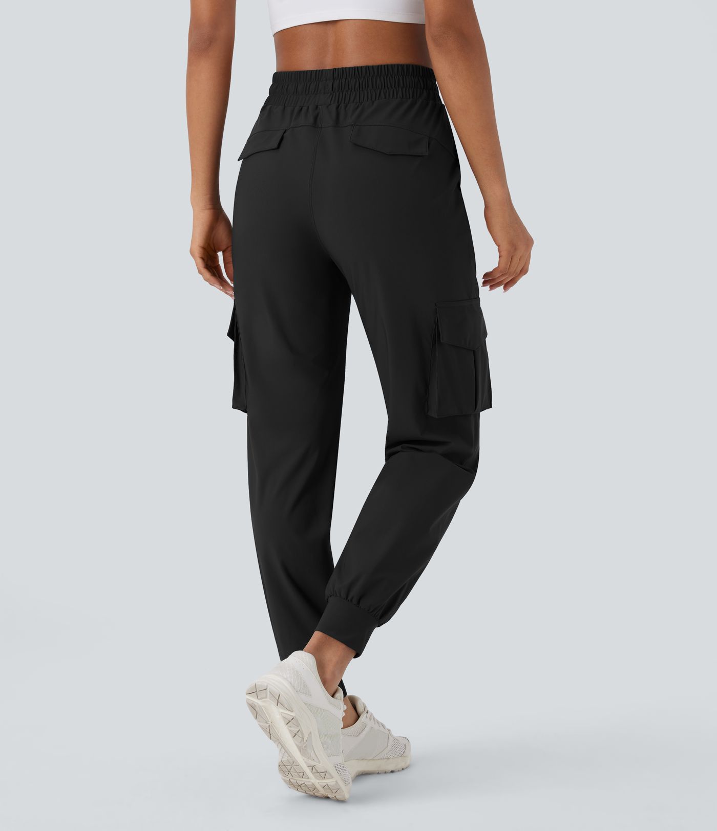 Joggers cargo de cintura alta para baile, con cordón y bolsillos, de secado rápido