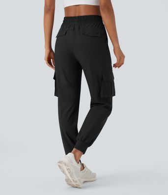 Joggers cargo de cintura alta para baile, con cordón y bolsillos, de secado rápido