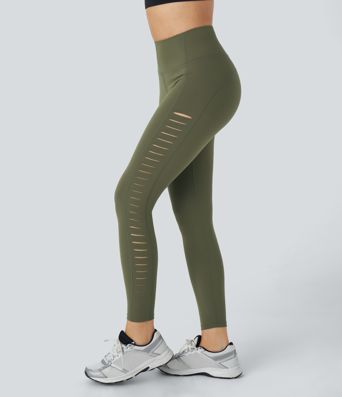 High Waisted Ripped Yoga 7/8 Leggings
