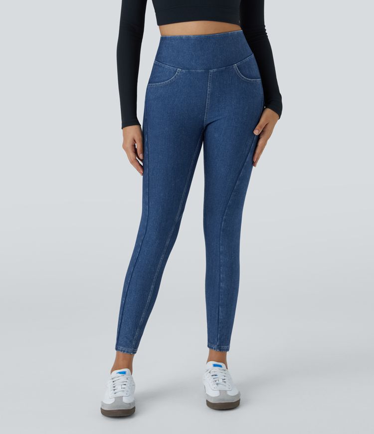 Leggings Halara Flex™ Denim elástico corazón bolsillo lateral tiro alto 7/8