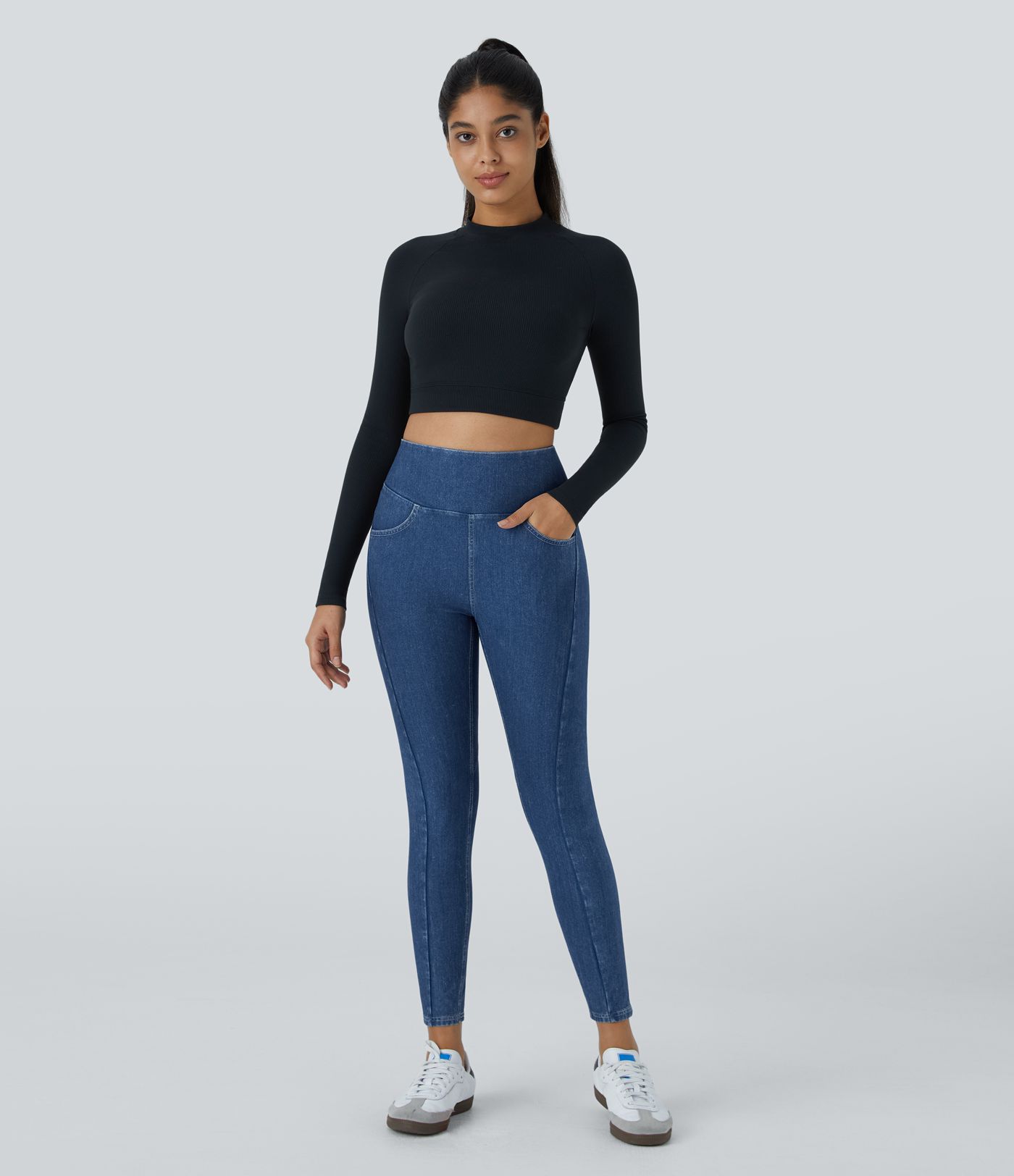 Leggings Halara Flex™ Denim elástico corazón bolsillo lateral tiro alto 7/8