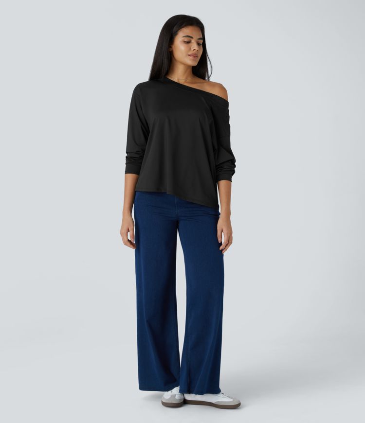 Off Shoulder Long Sleeve Casual Top