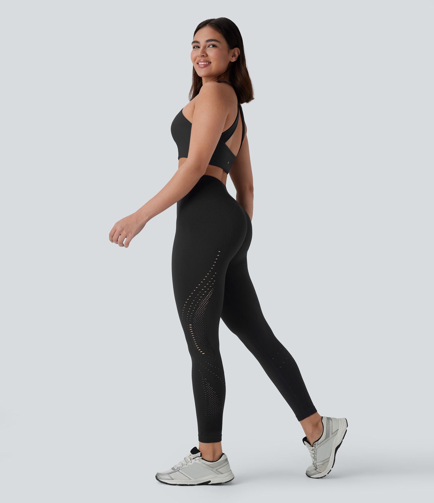 Seamless Flow High Waisted Perforated 7/8 Yoga Leggings
