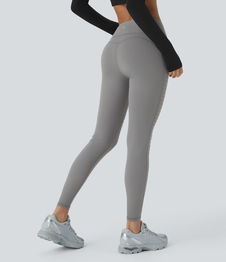 Mid Rise Top-stitching 7/8 Casual Moto Leggings