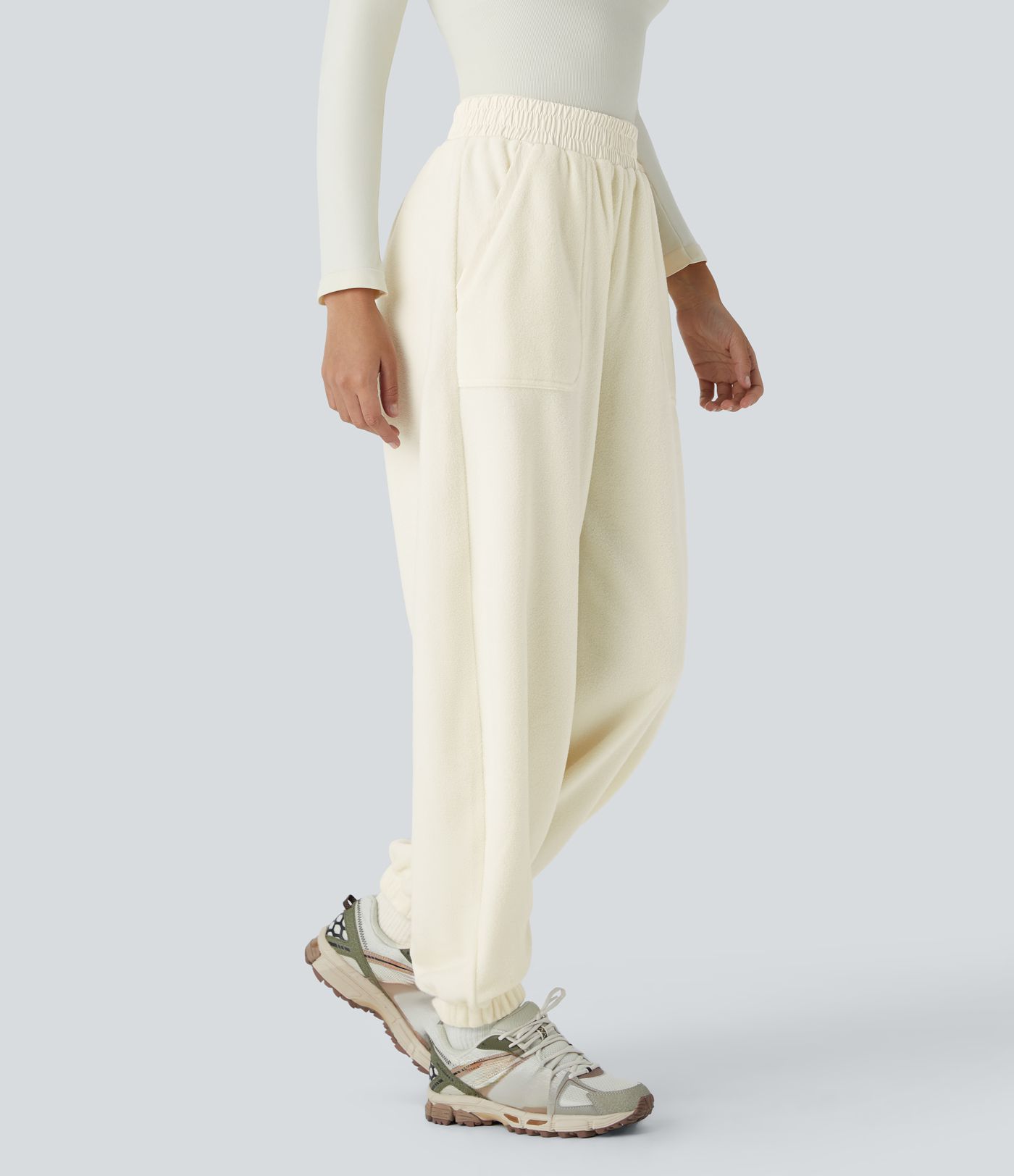 High Waisted Pocket Fleece Camping Joggers