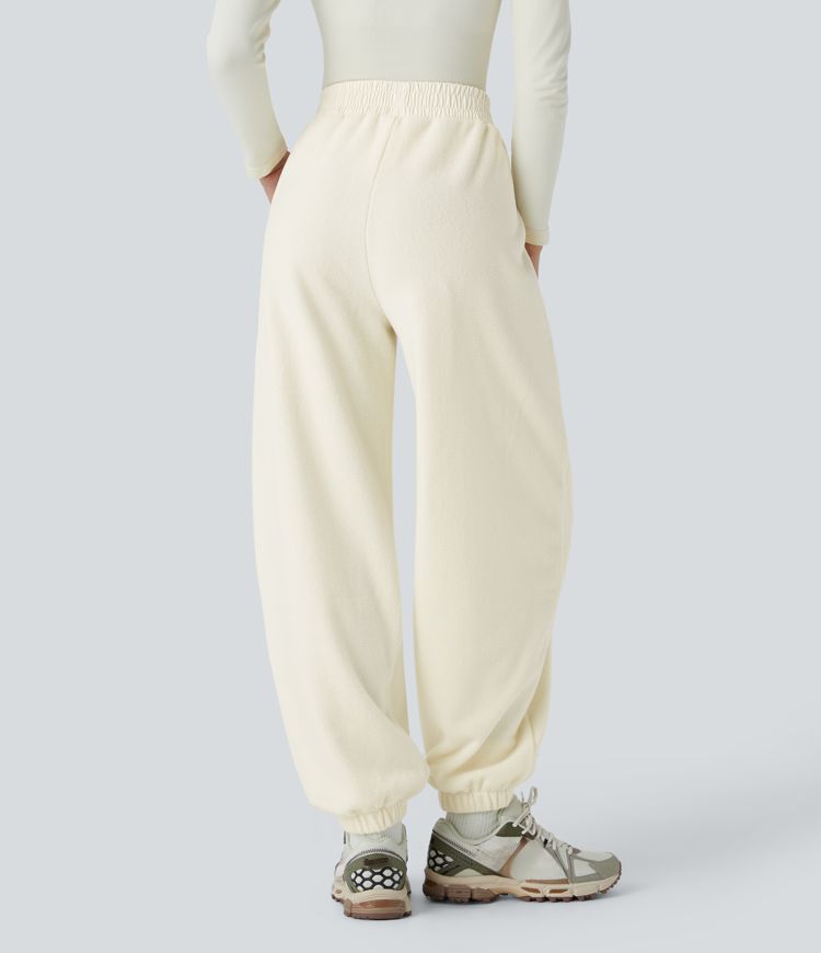 High Waisted Pocket Fleece Camping Joggers
