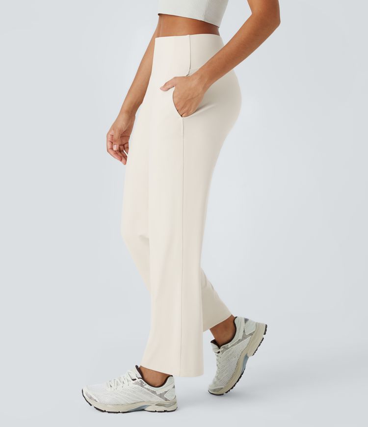 Mid Low Rise Pocket Straight Leg Yoga Pants