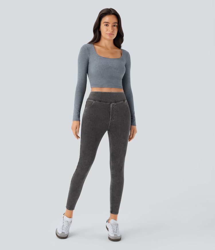 Halara Flex™ Jegging Casual Taille Haute Tricot Extensible Poche Latérale Arrière