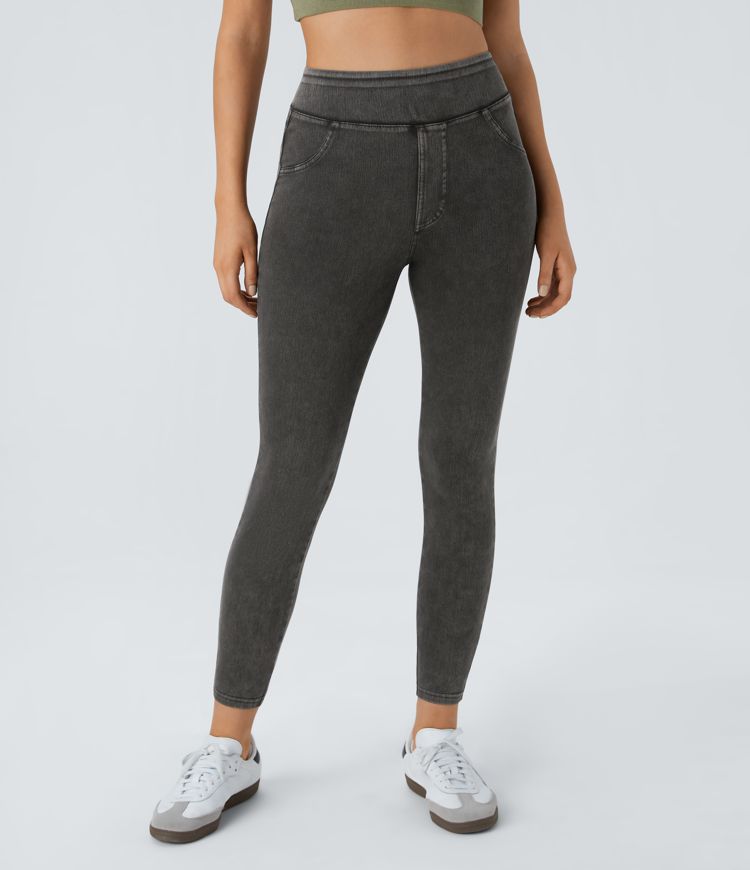 Halara Flex™ High Waisted Back Side Pocket Stretchy Knit Denim Casual Leggings