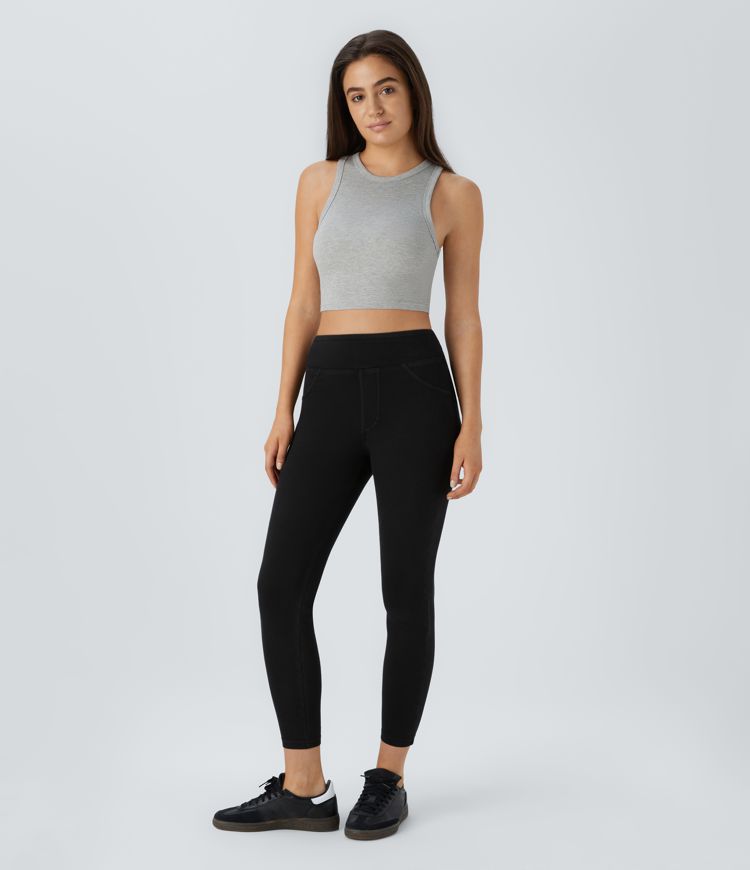 Halara Flex™ High Waisted Denim Tights Scrunch Casual Leggings with Pockets