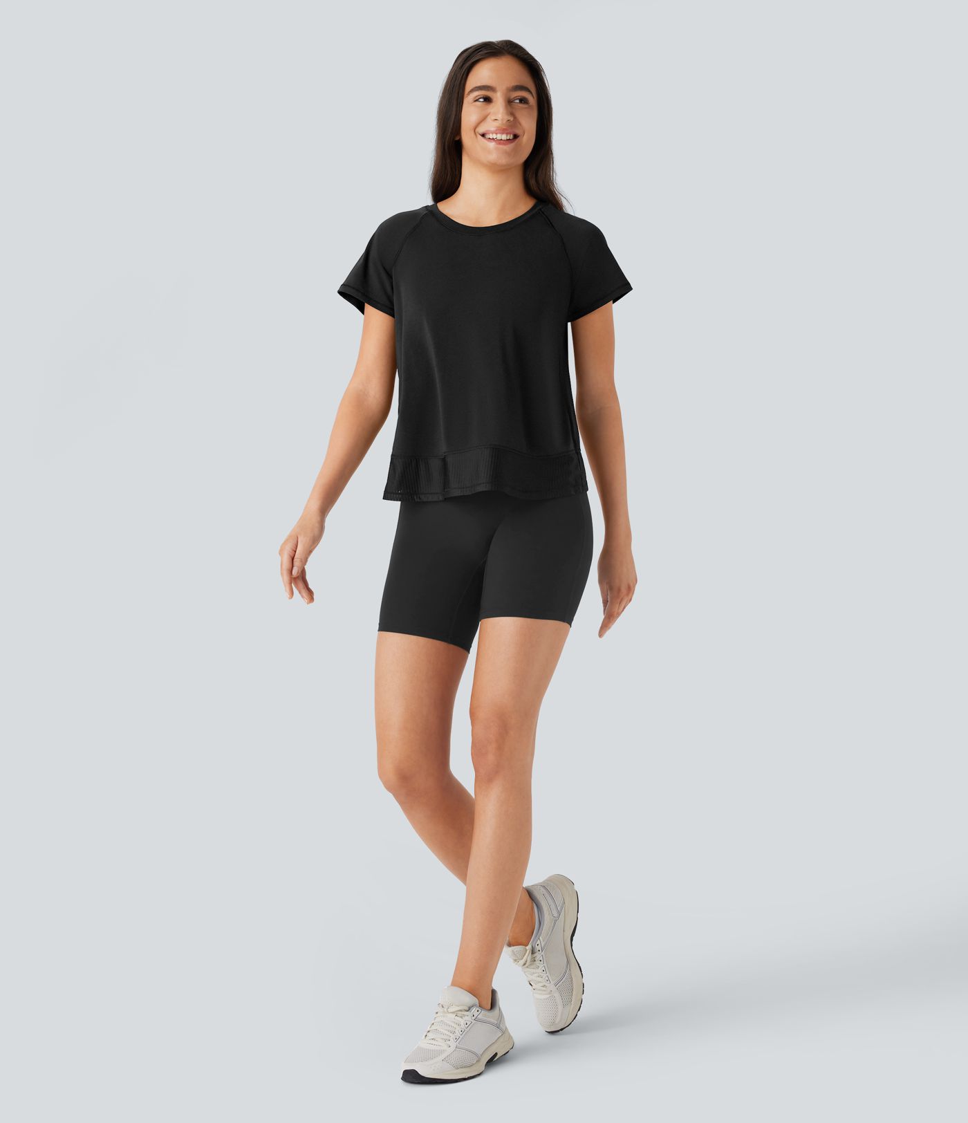 Raglan Sleeve Crossover Hem Quick Dry Running Sports Top