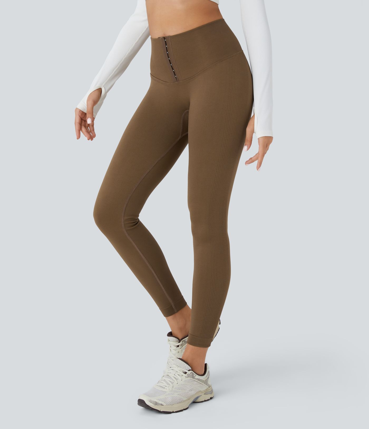 OneForm Seamless Flow High Waisted Adjustable Hook Tummy Control 7/8 Yoga Leggings