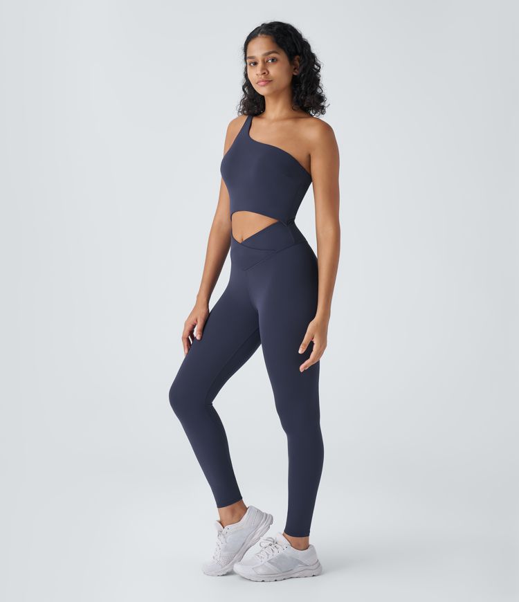 Softlyzero™ One Shoulder Backless Crossover Waist Skinny Yoga Jumpsuit-UPF50+