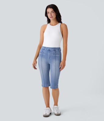 Halara Flex™ High Waisted Pocket Washed Pedal Pusher Casual Jeans