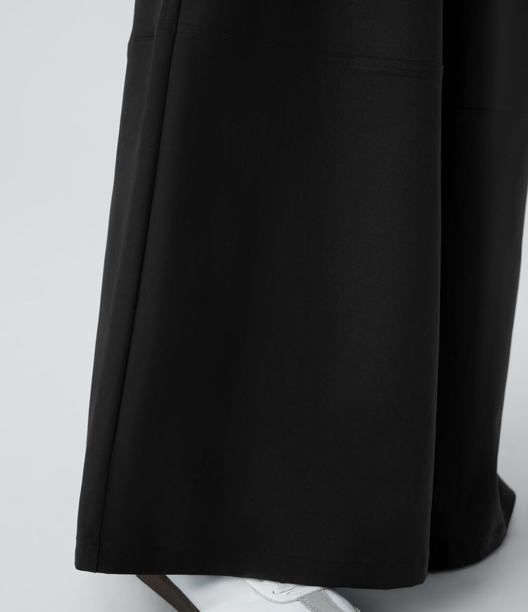 Water Repellent Wear-Resistant High Waisted Pocket Wide Leg Mop Casual Pants