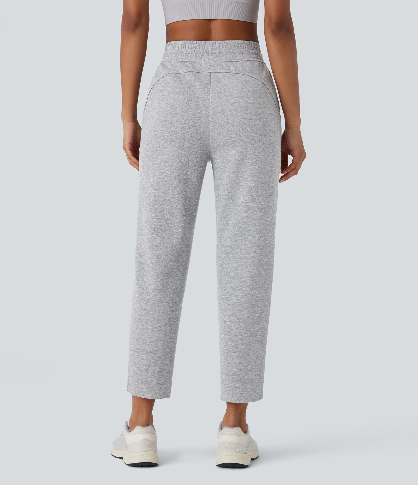 High Waisted Drawstring Pocket Tapered Running Pants
