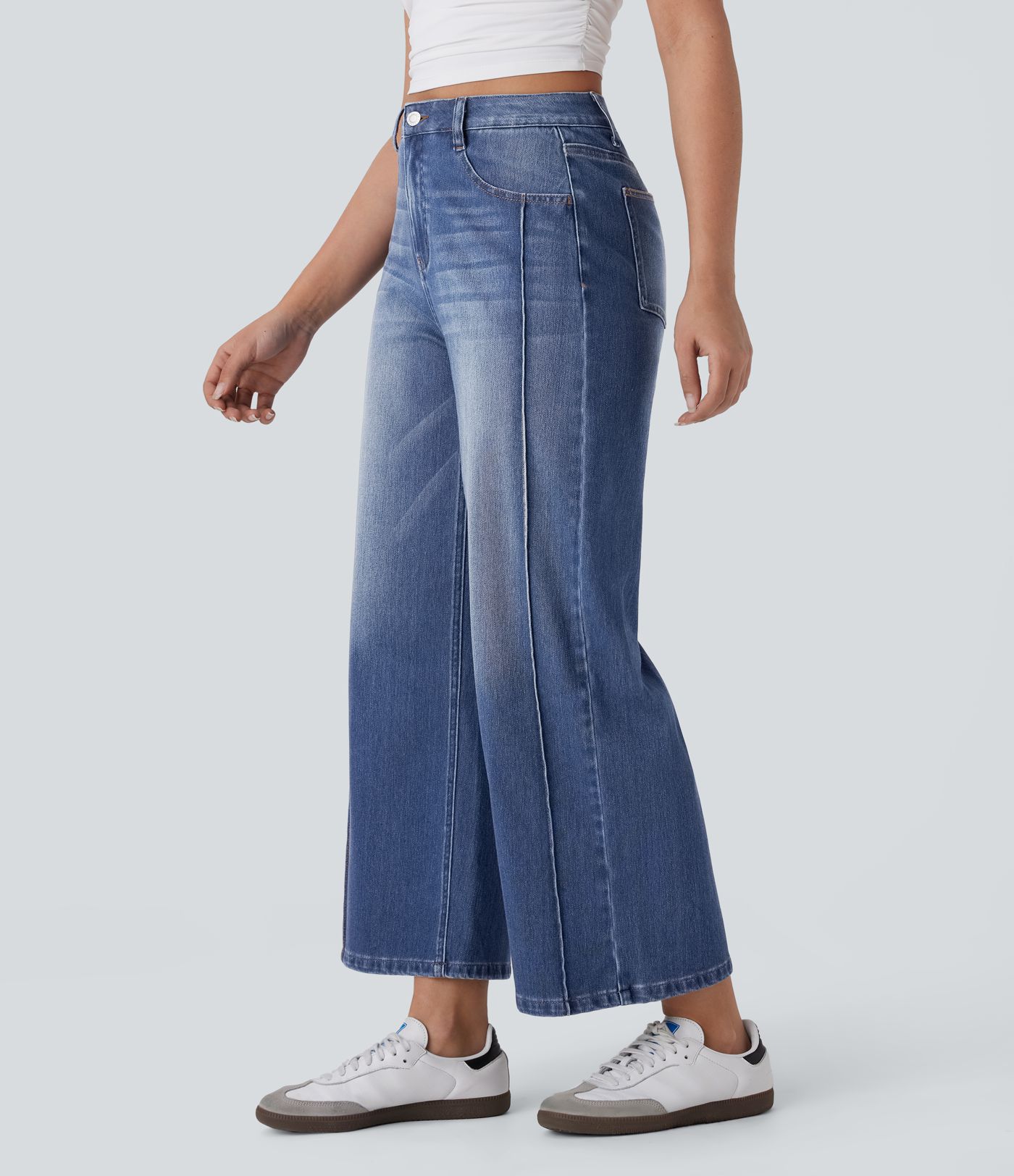 Halara Flex™ High Waisted Pockets Washed Casual Baggy Jeans