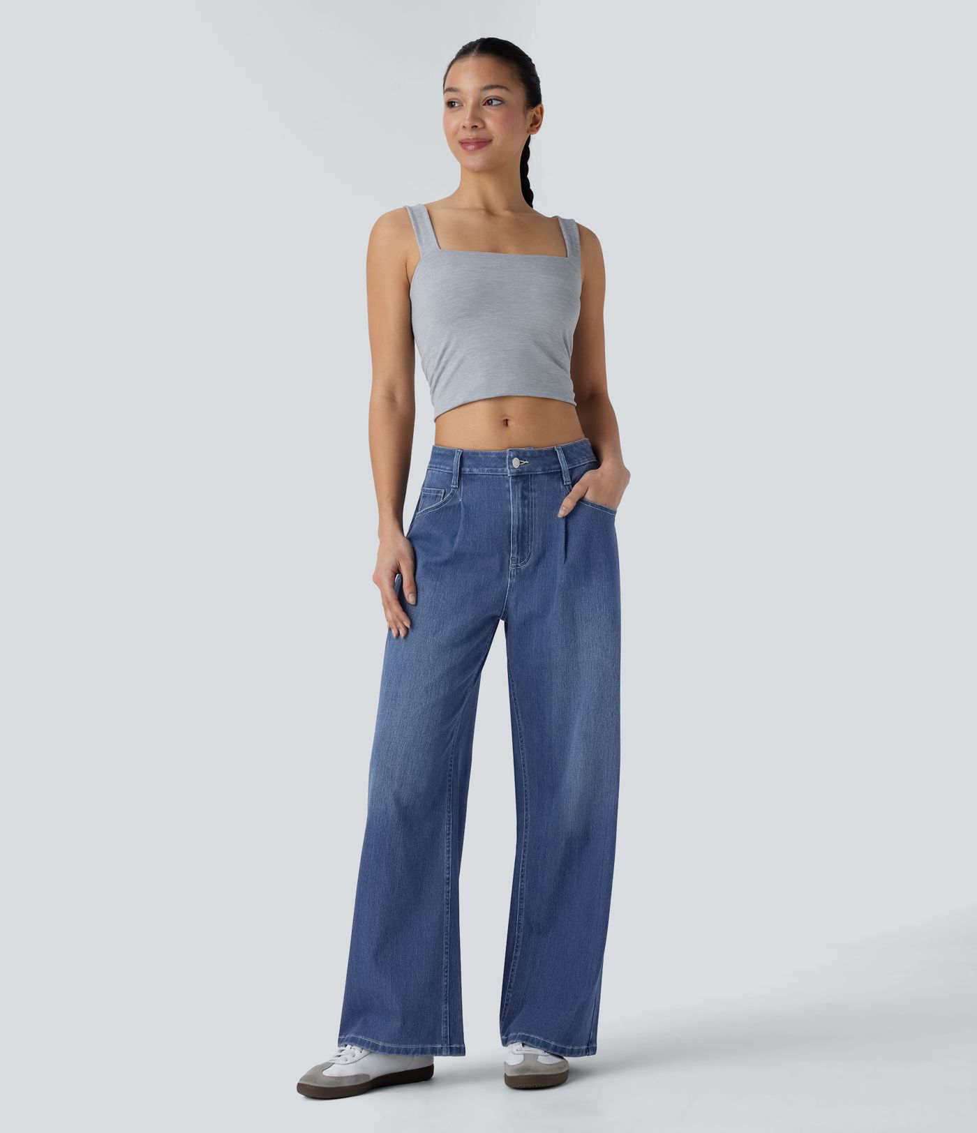 Halara Flex™ Low Rise Pockets Baggy Washed Casual Jeans