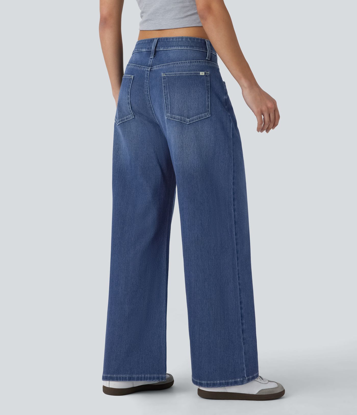 Halara Flex™ Low Rise Pockets Baggy Washed Casual Jeans