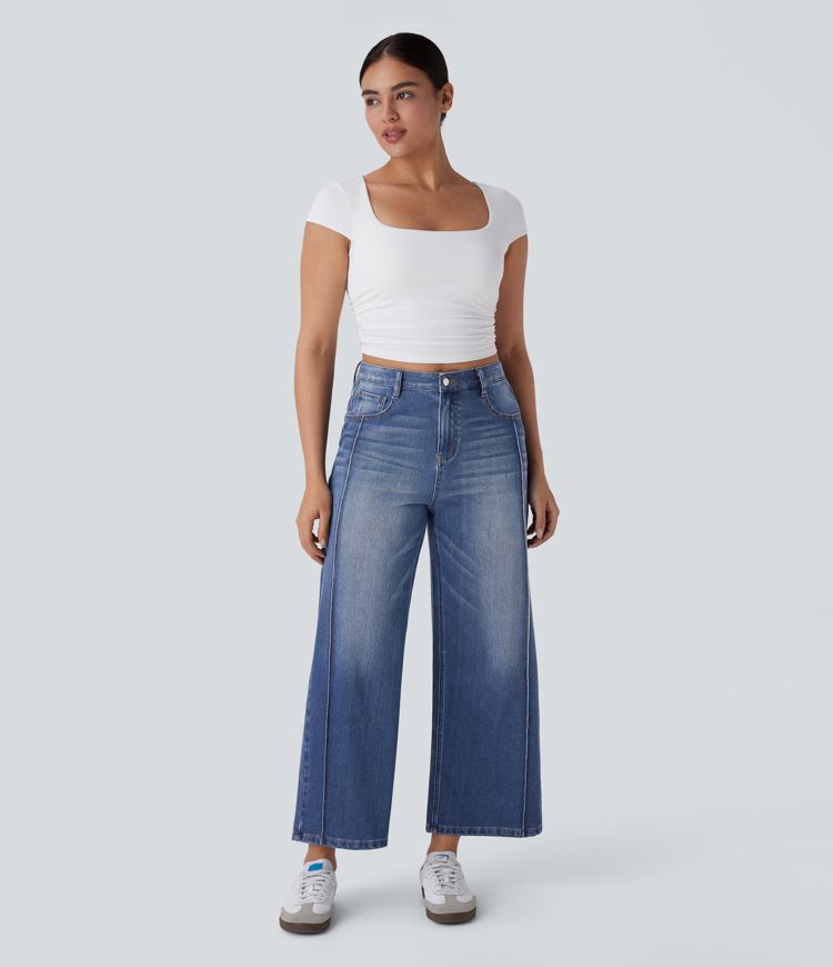 Halara Flex™ High Waisted Pockets Washed Casual Baggy Jeans