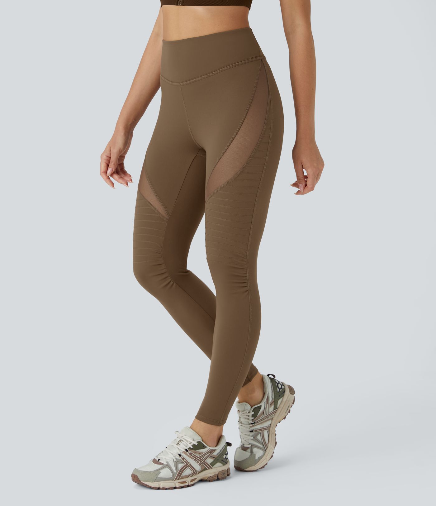 DayStretch High Waisted Contrast Mesh Top-stitching 7/8 Casual Moto Leggings