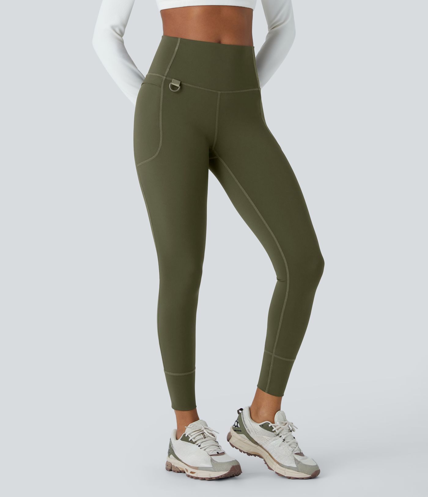 Wear-Resistant High Waisted Tummy Control Pocket 7/8 Rock Climbing Leggings