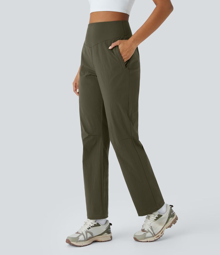 Wasserabweisende Ripstop-Campinghose mit hohem Bund und Seitentaschen mit unsichtbarem Reißverschluss