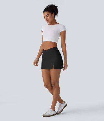 Water Repellent Low Rise V Shaped Pocket Twill Mini Casual Skirt