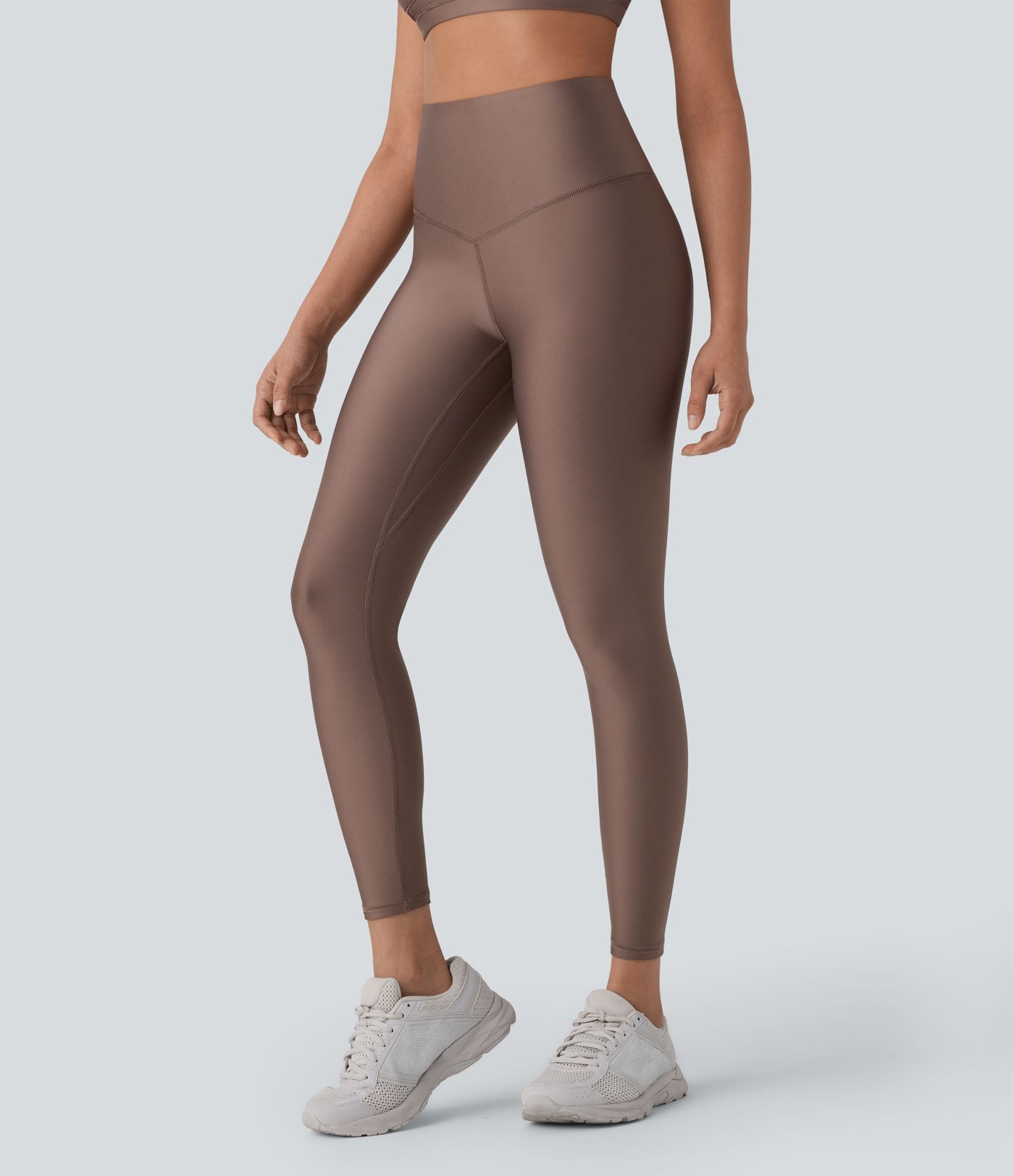 High Waisted Tummy Control Reflective Line Pocket Sheen Running Leggings