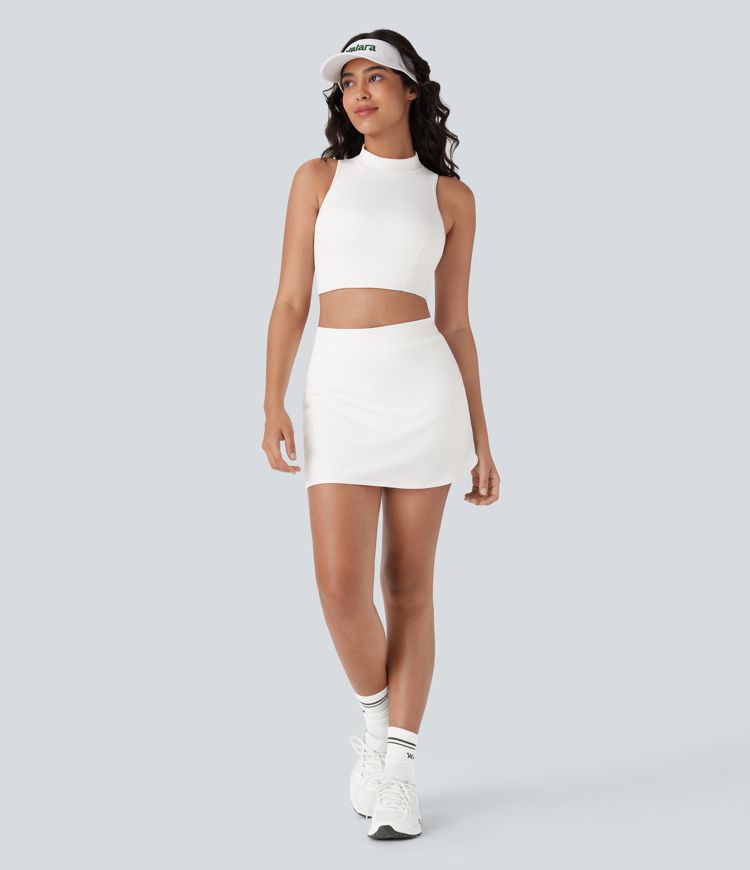 Débardeur de Tennis Softlyzero™ QuickDry Court, Ajusté, avec Découpes, Dos Nu et Col Montant