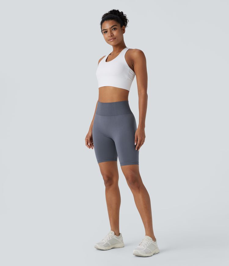 Seamless Flow High Waisted Scrunch Yoga Biker Shorts 7''