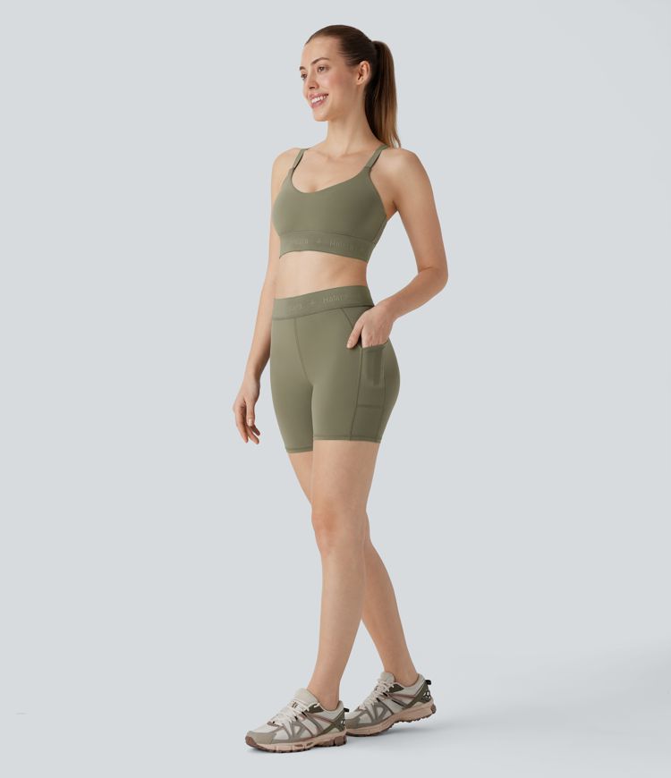 SpeedWave™ Mid Rise Pocket Quick Dry Workout Biker Shorts 5''