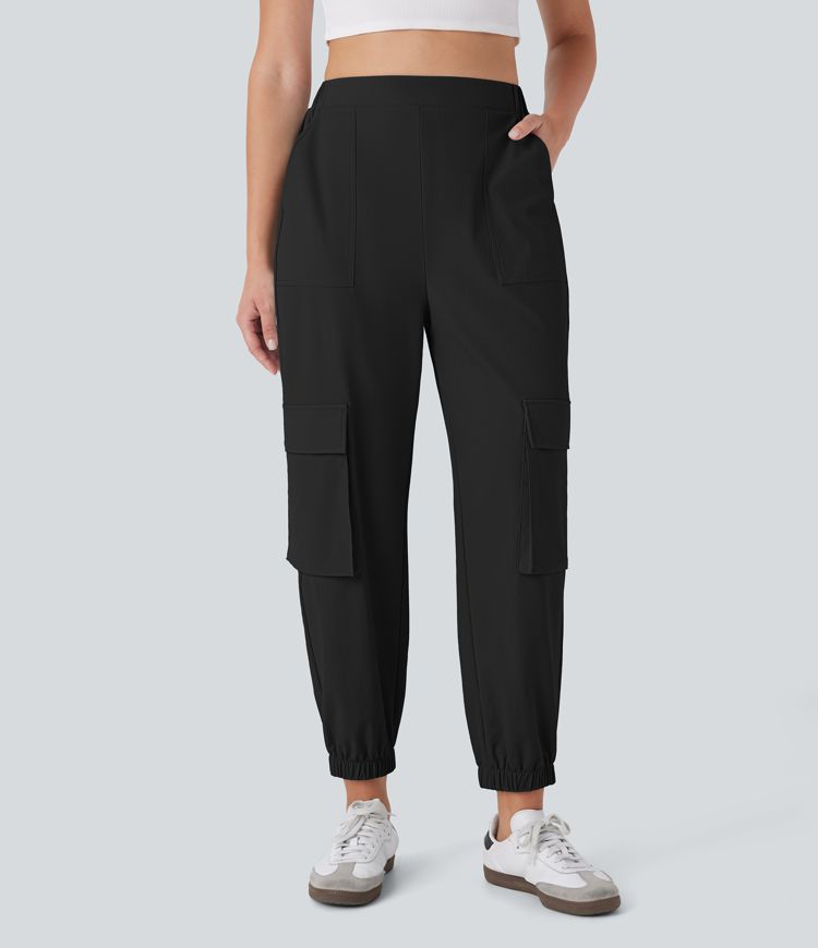 Pantalones Joggers Cargo Casuales de Cintura Alta con Bolsillos