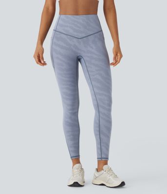 High Waisted Tummy Control Camo Yoga 7/8 Leggings with Pockets