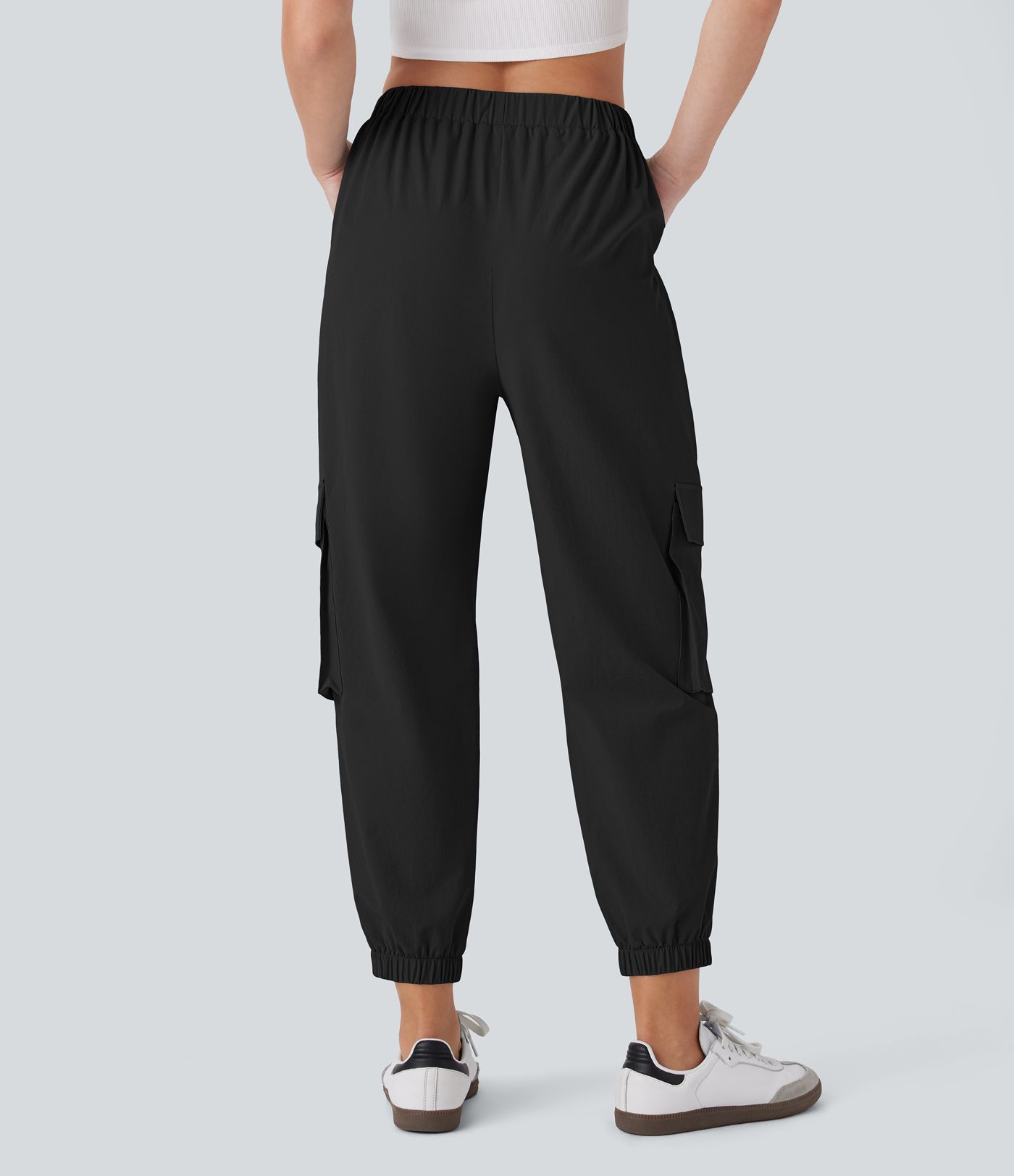 Pantalones Joggers Cargo Casuales de Cintura Alta con Bolsillos