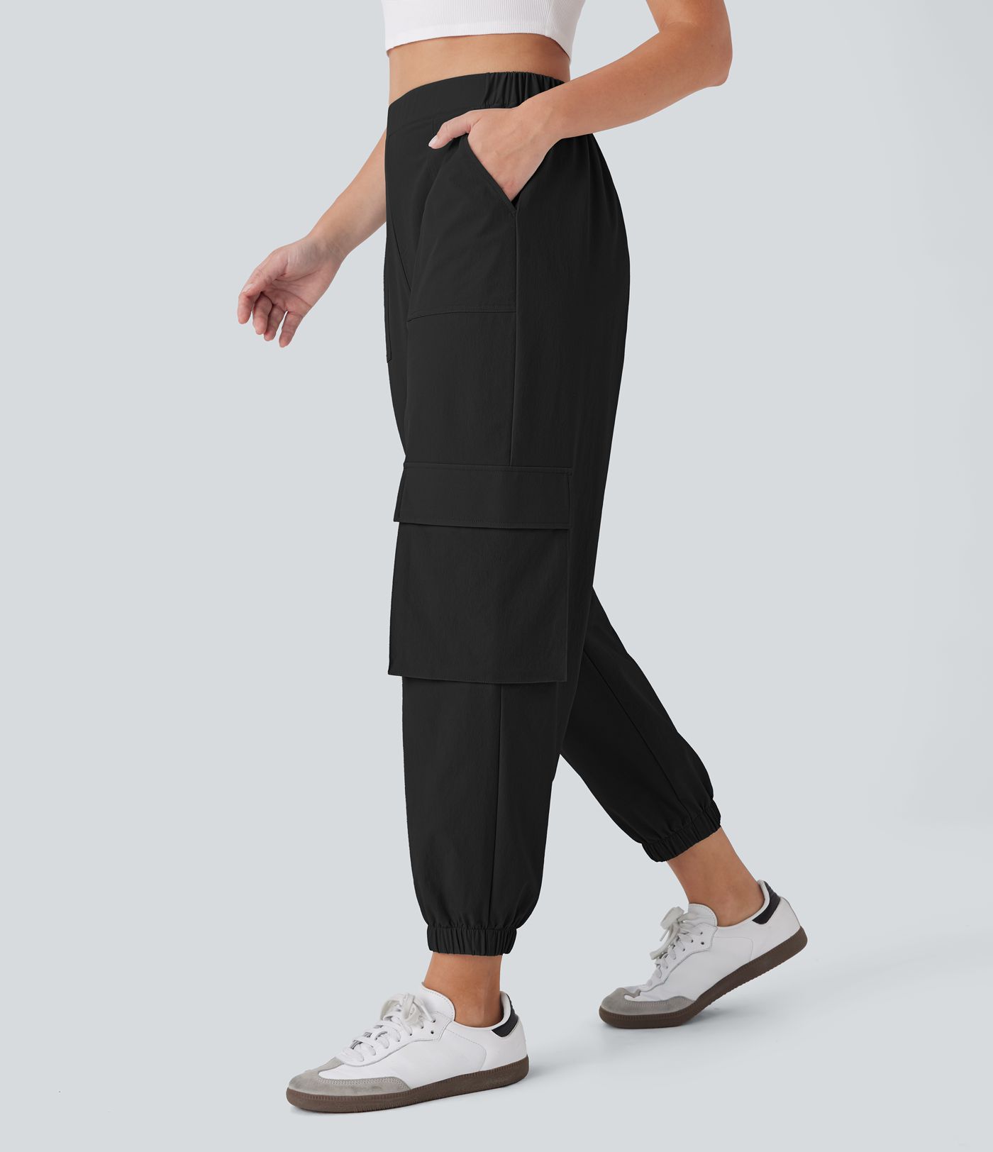 Pantalones Joggers Cargo Casuales de Cintura Alta con Bolsillos