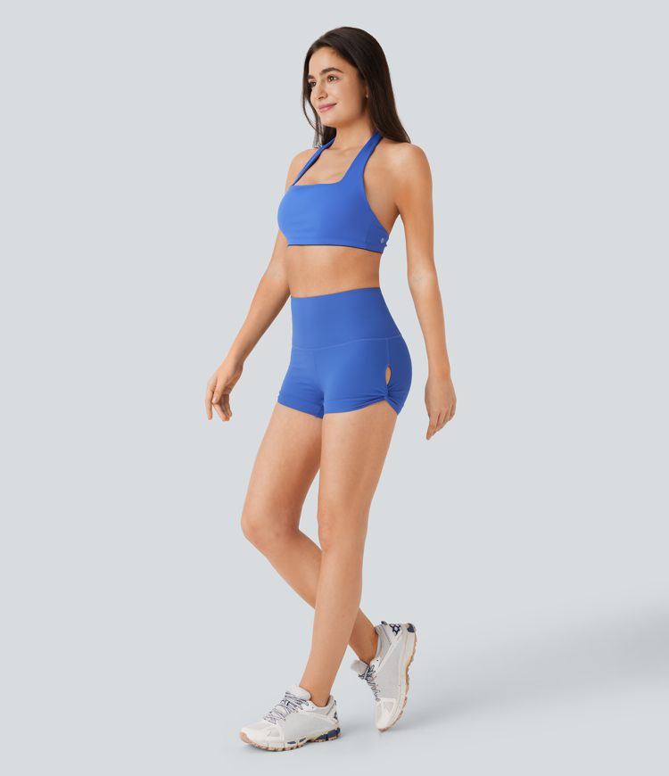 Softlyzero™ - Yoga-Shorts mit hohem Bund, Gesäßtasche und Cut-Outs - 6,35 cm