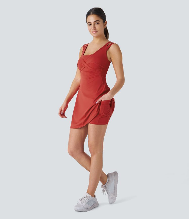 SoftlyZero™ QuickDry Double Straps 2-in-1 Pocket Mini Tennis Active Dress