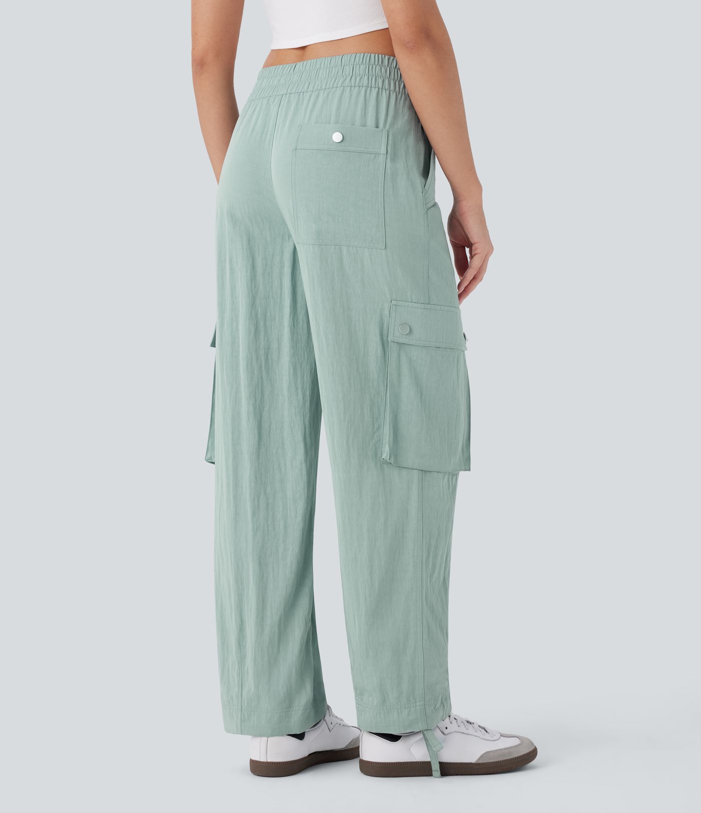 Mittelhoch Taschen Kordelzug Saum Cargo Freizeit Hose