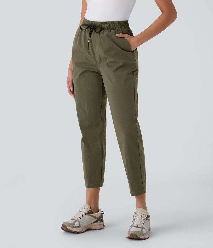 Water Repellent Mid Rise Drawstring Pockets Ripstop Hiking Pants
