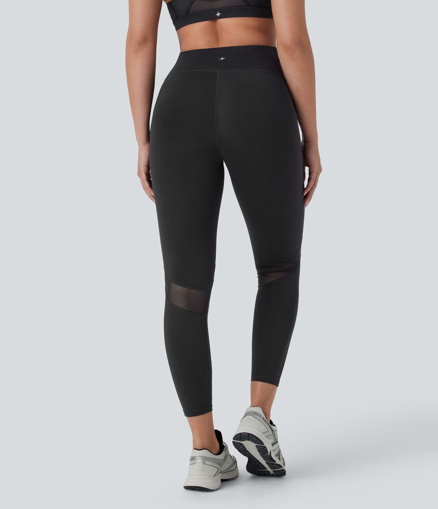 High Waisted Pocket Contrast Mesh Yoga 7/8 Leggings
