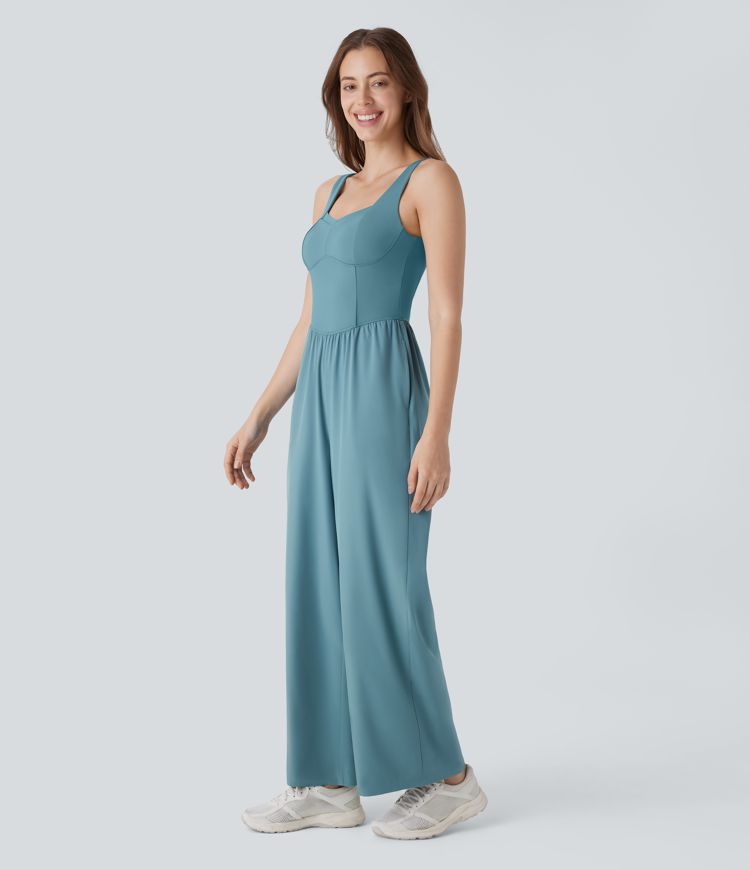 Mono Breezeful™ yoga secado rápido pierna recta bolsillo lateral sin espalda