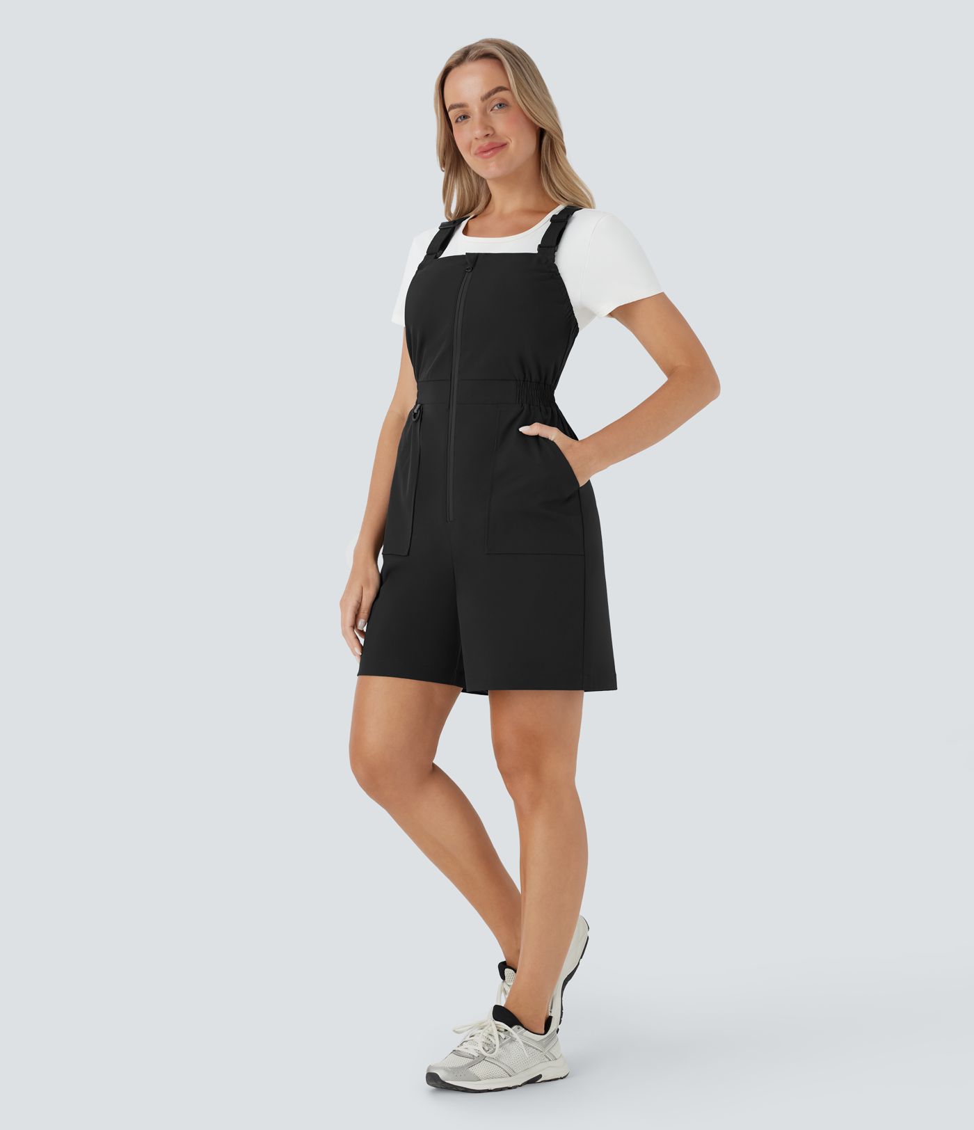 Wasserabweisender, verschleißfester Camping-Overall mit mehreren Taschen, verstellbaren Trägern und Reißverschluss