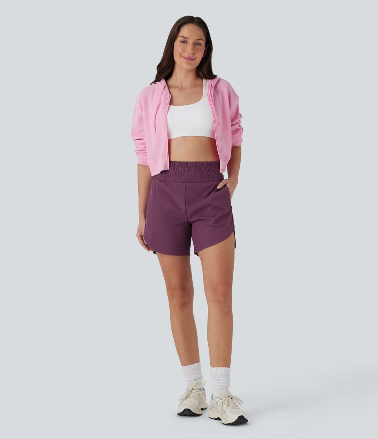 Breezeful™ High Waisted Pockets 2-in-1 Curved Hem Quick Dry Running Shorts 5.5''-Longer Length