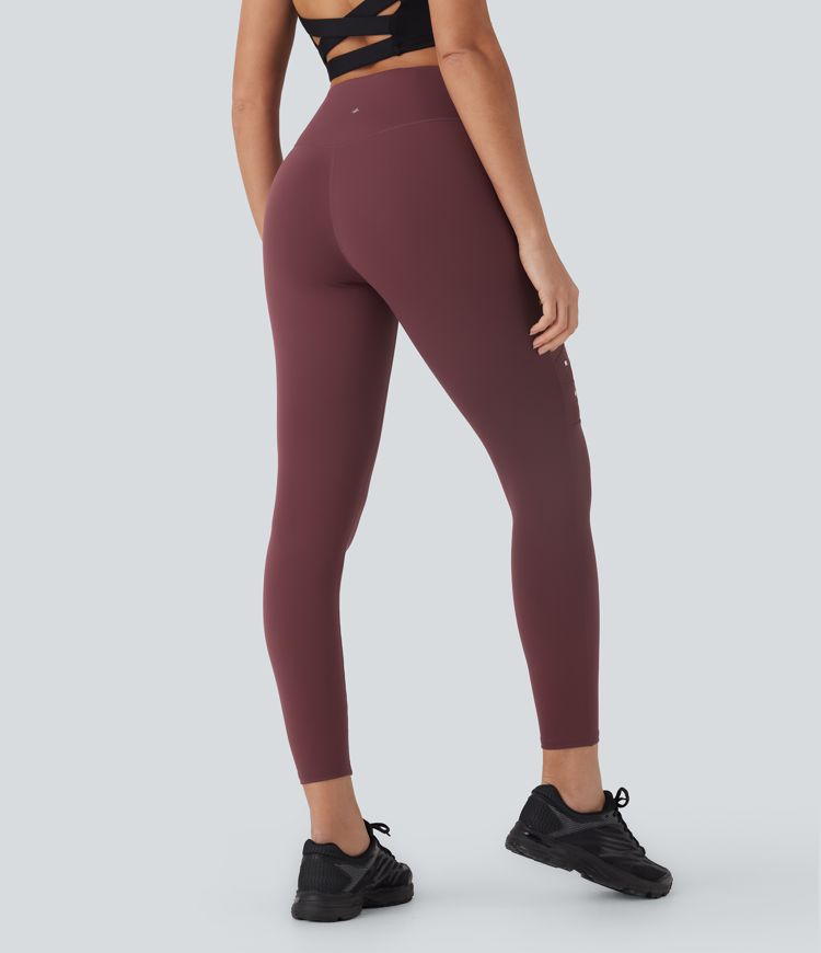 DayStretch High Waisted Crossover Contrast Mesh Studded Yoga Leggings with Pocket