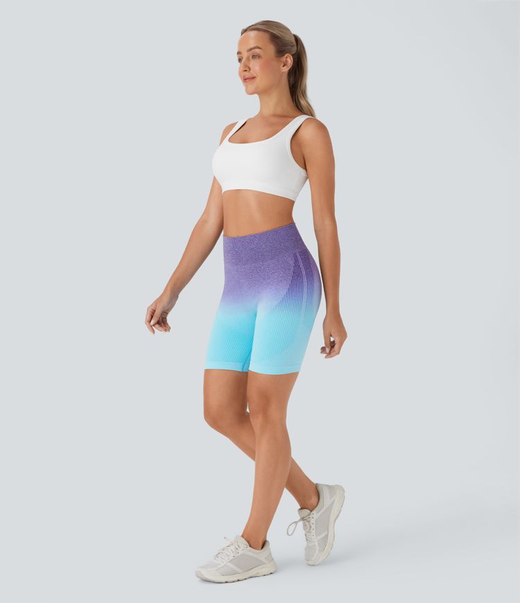 OneForm Seamless Flow High Waisted Ombre Yoga Biker Shorts 7''