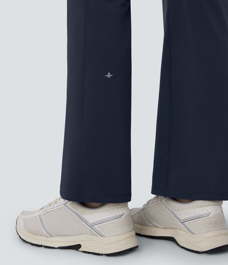 Legging d'entraînement à coupe bootcut gainant taille haute avec détails dentelle contrastée et poches Halara UltraSculpt™