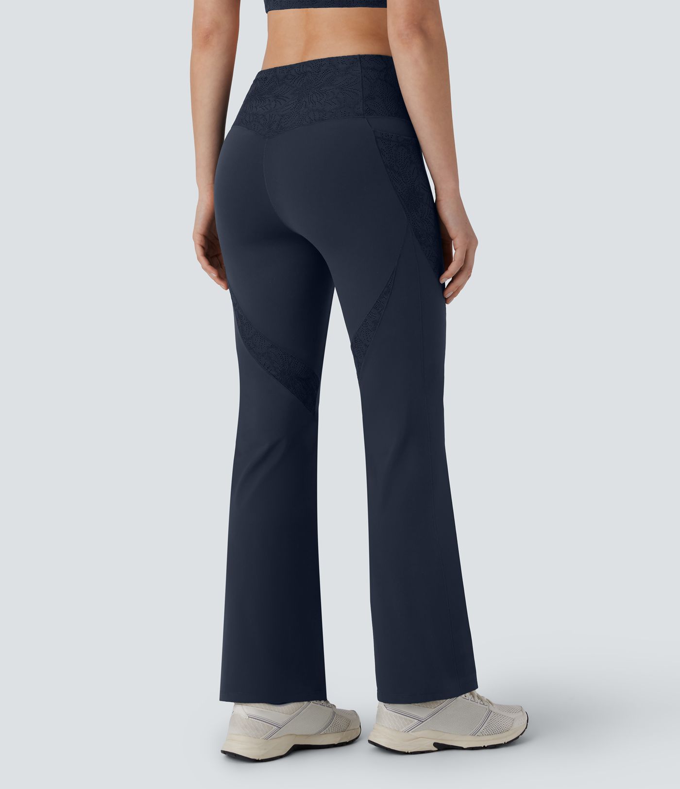 Halara UltraSculpt™ High Waisted Tummy Control Contrast Lace Shaping Training Bootcut Leggnigs with Pockets